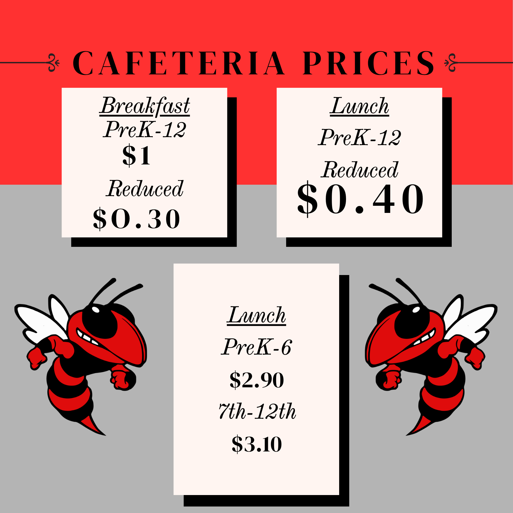 Lunch prices new